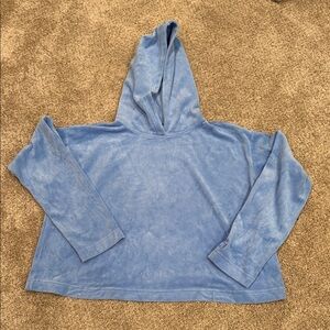 Light Blue XL juicy coutoure velour  hooded cropped sweatshirt